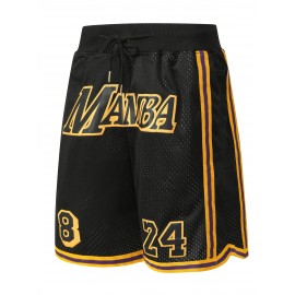 Men's black # basketball shorts, classic letter embroidery design, button style short sleeved breathable shirt, suitable for training and competition