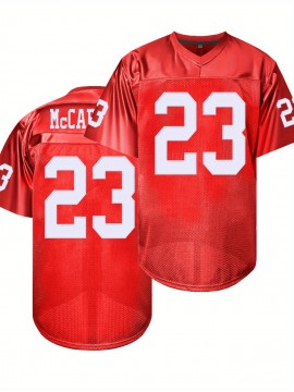 Men's Red #23 Breathable Rugby Shirt - Embroidered American Football Jersey, V-Neck Short Sleeve Loose Fit Training & Match Uniform for Sports, Outdoor Activities, All-Season Wear, Rugby Jersey, Embroidered Detailing