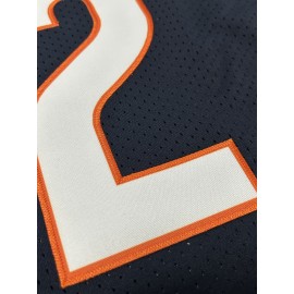 SheLucki Men'S Deep Blue #2 American Football Jersey, Loose Fit, Breathable Polyester, V-Neck, Embroidered Sports Top, Casual Streetwear for All Seasons