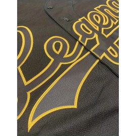 Men's Short Sleeve V-neck Baseball Jersey With Letter And Number Embroidered For Training And Competition