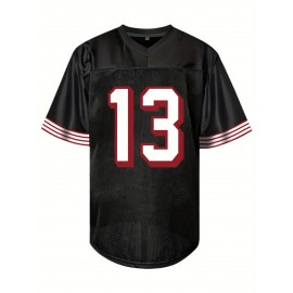 Men'S Black #13 American Football Jersey, Loose Fit, Embroidered, Breathable, for Sports, Fashion, Casual, Street, Adult, Male, Universal, Team Sport