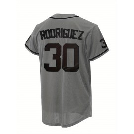 Men'S Gray # 30 Baseball Shirt with Loose Embroidery for Sports, Fashion, And Leisure, Breathable on The Street