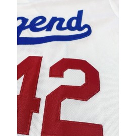 Men'S White # 42 Baseball Shirt, Loose Embroidered Sports, Fashionable And Casual, Street Breathable