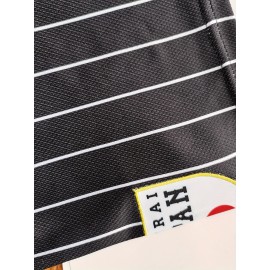 Men'S Black Striped Size 16 # Baseball Shirt, Classic Letter Embroidery Design, Button Style Short Sleeved Breathable Shirt, For Training And Competition Use