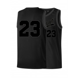Men'S Black Grey Basketball Suit # 23 Classic Retro Embroidered Letter Sleeveless Sweat wicking Breathable Tank Top Basketball Suit