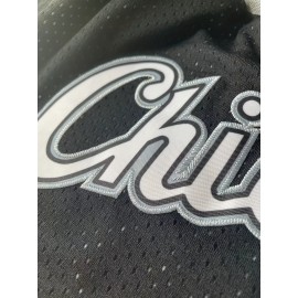 Men's Black Baseball Shorts with Chicago Embroidered Logo - Breathable Loose-Fit Athletic Shorts for Training, Competition & Casual Wear | Machine Washable All-Season Sportswear, Workout Shorts