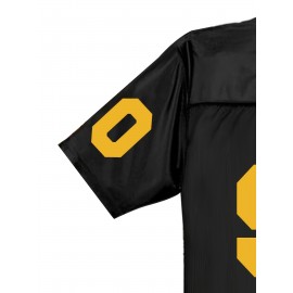 Women's Pittsburgh #90 Polyester Football Jersey T Shirts, Women Yellow And Black Stitching V-Neck Sports Shirt With Slight Stretch, Breathable Casual Knit Fabric For All Seasons, Loose Fit Adult & Teen, Fans Gift Women Youth