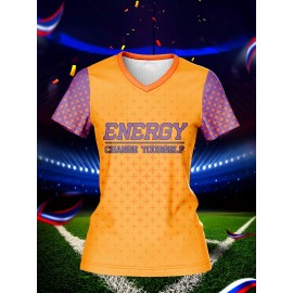 Customizable Women's V-Neck Football Jersey Top - Personalized Name & Number, Breathable, Quick-Drying, Polyester, Sporty Fitness & Casual Wear, Team Sports Jersey | Sporty Vneck Jersey | Knit Construction, Customized Jersey