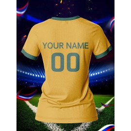 Customized Name & Number Women's V-Neck Football Jersey - Breathable Quick-Dry Fabric, Team Training & Casual Wear, Vibrant All-Over Print, Regular Fit for Spring/Summer/Fall, Custom Football Jersey