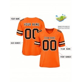 Custom Football Jersey - Personalized Team & Number, Breathable Sweat-Wicking Fabric, V-Neck Design for Men & Women, Plus Size Sports Training T-Shirt for Summer, Football Jersey, Sports Fan Apparel, Sporty Aesthetic, Comfortable Fit