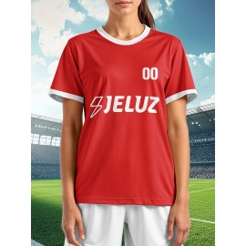 Customizable Plus Size Football Jersey for Women - Personalized Name & Number, Vibrant Soccer Graphic, Soft & Comfortable Fabric, Perfect for Training & Sports Activities, Soccer Accessories