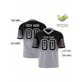 Customizable Plus Size Women'S Football Jersey - Personalized Name & Number, V-Neck Short Sleeve, Black & Neon Green with White Stripes & Logo, Breathable Summer Sports Training Uniform for Outdoor Competition