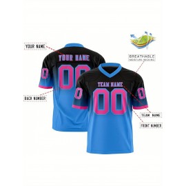 Customizable Plus Size Women'S Football Jersey - Personalized Name & Number, V-Neck Short Sleeve, Black & Neon Green with White Stripes & Logo, Breathable Summer Sports Training Uniform for Outdoor Competition