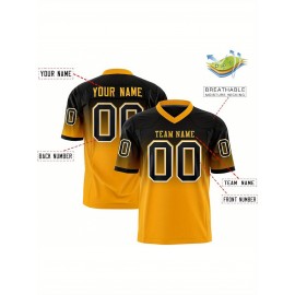 Customizable Plus Size Women'S Football Jersey - Personalized Name & Number, V-Neck Short Sleeve, Black & Neon Green with White Stripes & Logo, Breathable Summer Sports Training Uniform for Outdoor Competition