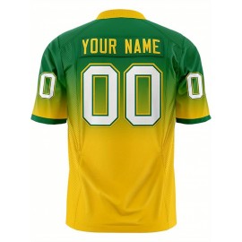 Customizable Plus Size Women'S Football Jersey - Personalized Name & Number, V-Neck Short Sleeve, Black & Neon Green with White Stripes & Logo, Breathable Summer Sports Training Uniform for Outdoor Competition