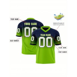 Customizable Plus Size Women'S Football Jersey - Personalized Name & Number, V-Neck Short Sleeve, Black & Neon Green with White Stripes & Logo, Breathable Summer Sports Training Uniform for Outdoor Competition