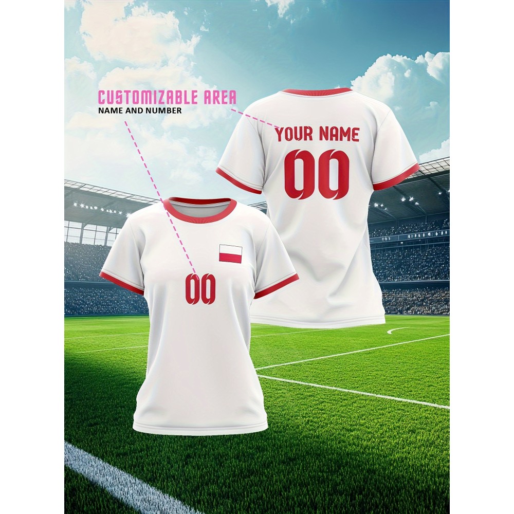 Customizable Women's Plus-Size Football & Baseball Jerseys - Personalized Team Name & Number, Soft Breathable Fabric, Round Neck Summer Sports Casual Wear, Outdoor Team Uniforms
