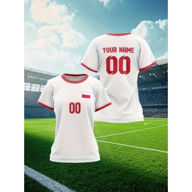 Customizable Women's Plus-Size Football & Baseball Jerseys - Personalized Team Name & Number, Soft Breathable Fabric, Round Neck Summer Sports Casual Wear, Outdoor Team Uniforms