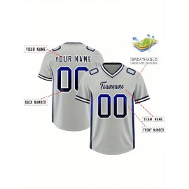 Customizable Plus Size Football Jersey - Personalized Name & Number, Vibrant Orange & Blue Gradient Design, V-Neck Short Sleeve, Breathable Summer Sports Shirt for Women, Football Jersey, Athletic Wear, Sporty Look, Comfortable Fit