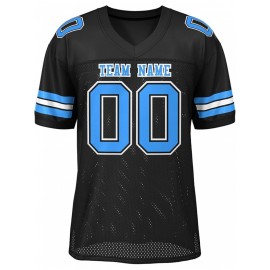 Custom Football Jersey - Personalized Team & Number, Breathable Sweat-Wicking Fabric, V-Neck Design for Men & Women, Plus Size Sports Training T-Shirt for Summer, Football Jersey, Sports Fan Apparel, Sporty Aesthetic, Comfortable Fit