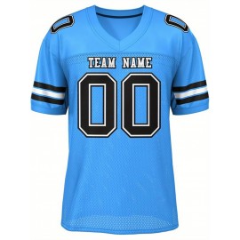 Custom Football Jersey - Personalized Team & Number, Breathable Sweat-Wicking Fabric, V-Neck Design for Men & Women, Plus Size Sports Training T-Shirt for Summer, Football Jersey, Sports Fan Apparel, Sporty Aesthetic, Comfortable Fit