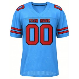 Custom Football Jersey - Personalized Team & Number, Breathable Sweat-Wicking Fabric, V-Neck Design for Men & Women, Plus Size Sports Training T-Shirt for Summer, Football Jersey, Sports Fan Apparel, Sporty Aesthetic, Comfortable Fit
