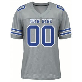 Custom Football Jersey - Personalized Team & Number, Breathable Sweat-Wicking Fabric, V-Neck Design for Men & Women, Plus Size Sports Training T-Shirt for Summer, Football Jersey, Sports Fan Apparel, Sporty Aesthetic, Comfortable Fit