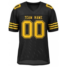 Custom Football Jersey - Personalized Team & Number, Breathable Sweat-Wicking Fabric, V-Neck Design for Men & Women, Plus Size Sports Training T-Shirt for Summer, Football Jersey, Sports Fan Apparel, Sporty Aesthetic, Comfortable Fit